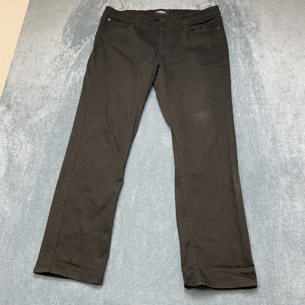 RSQ Jeans Mens 36x32 Black Denim Cotton Stretch Dark Wash Slim Fit Straight Leg